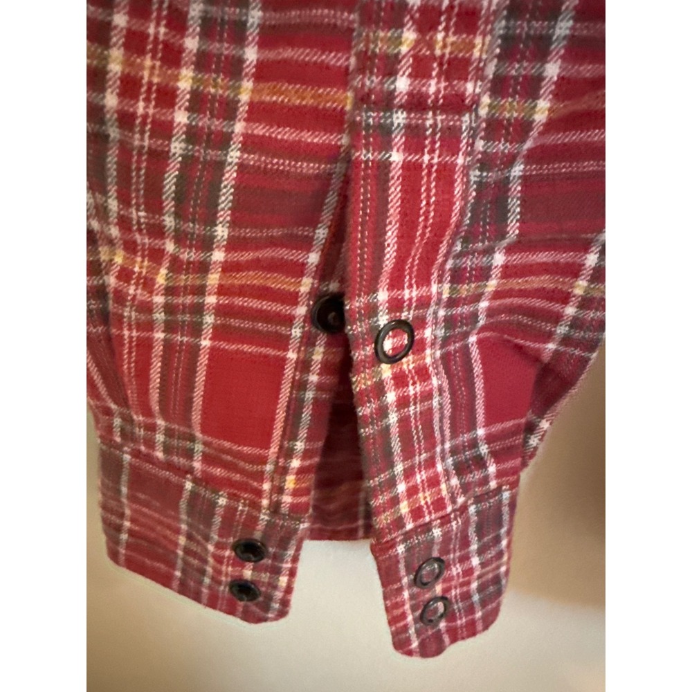 LL Bean Mens Red Plaid Flannel Snap Front Shirt Wool Blend Large L-REG 298102 - Picture 4 of 8